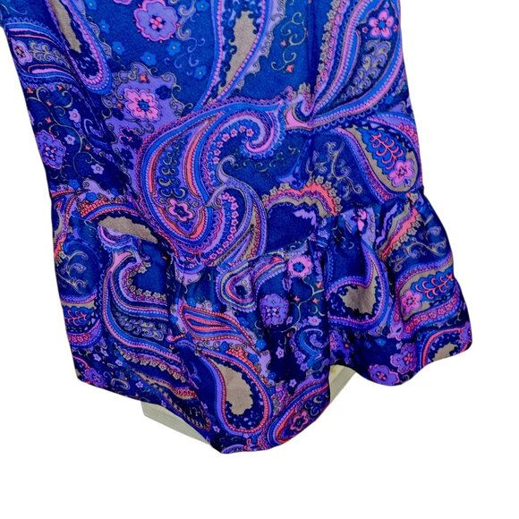 Babydoll Maxi Dress Purple Blue Floral Paisley‎ Sz 1X 60s 70s Vintage Retro - Picture 4 of 5